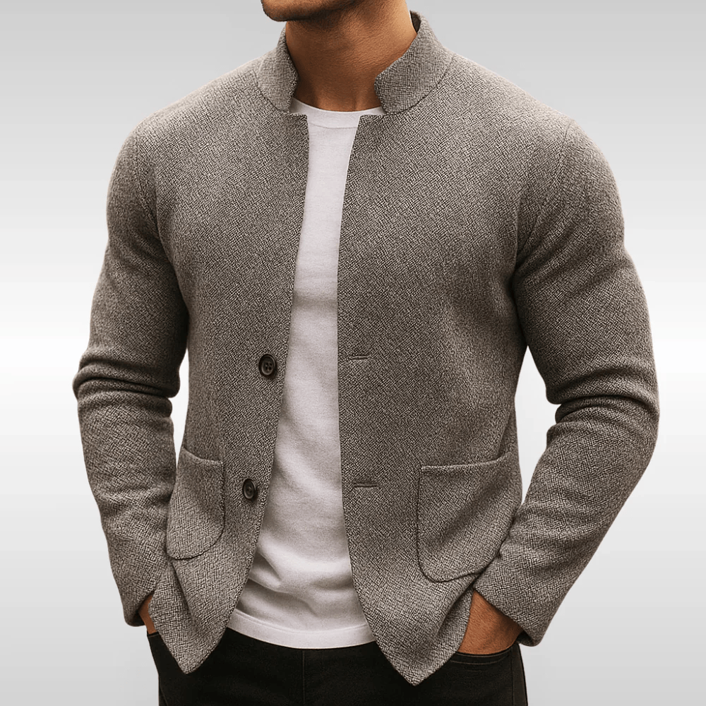 Cardigan Uomo a Maglia Traforata con Tasche – Stile Classico