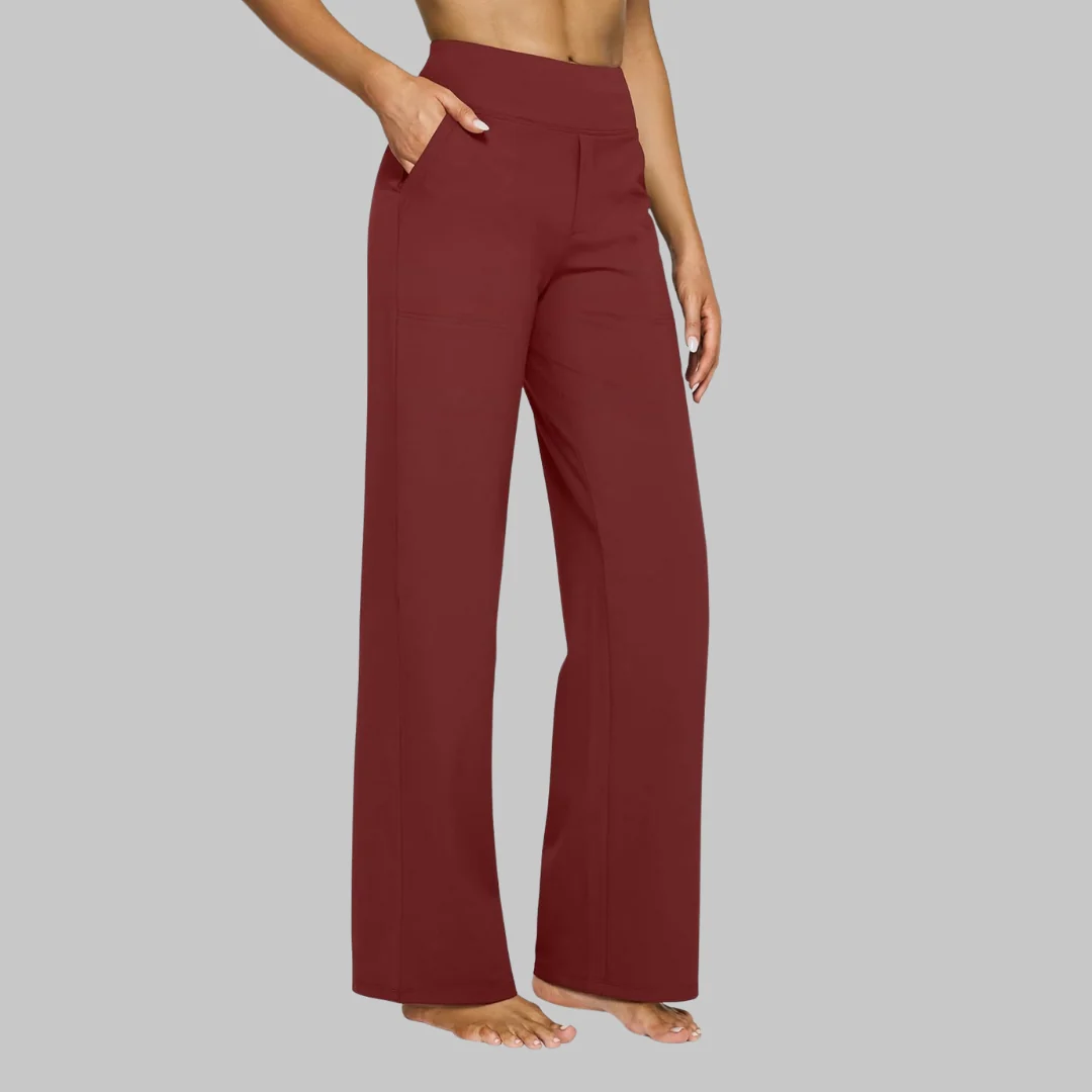 Pantaloni Donna a Vita Alta Elasticizzati a Gamba Larga