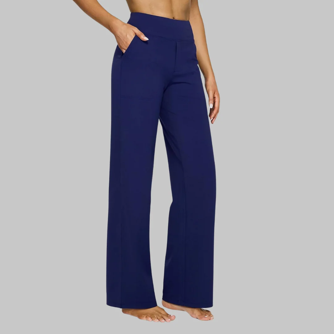 Pantaloni Donna a Vita Alta Elasticizzati a Gamba Larga