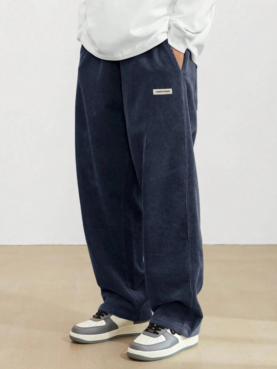 Pantaloni Uomo Gamba Larga Baggy con Vita Regolabile
