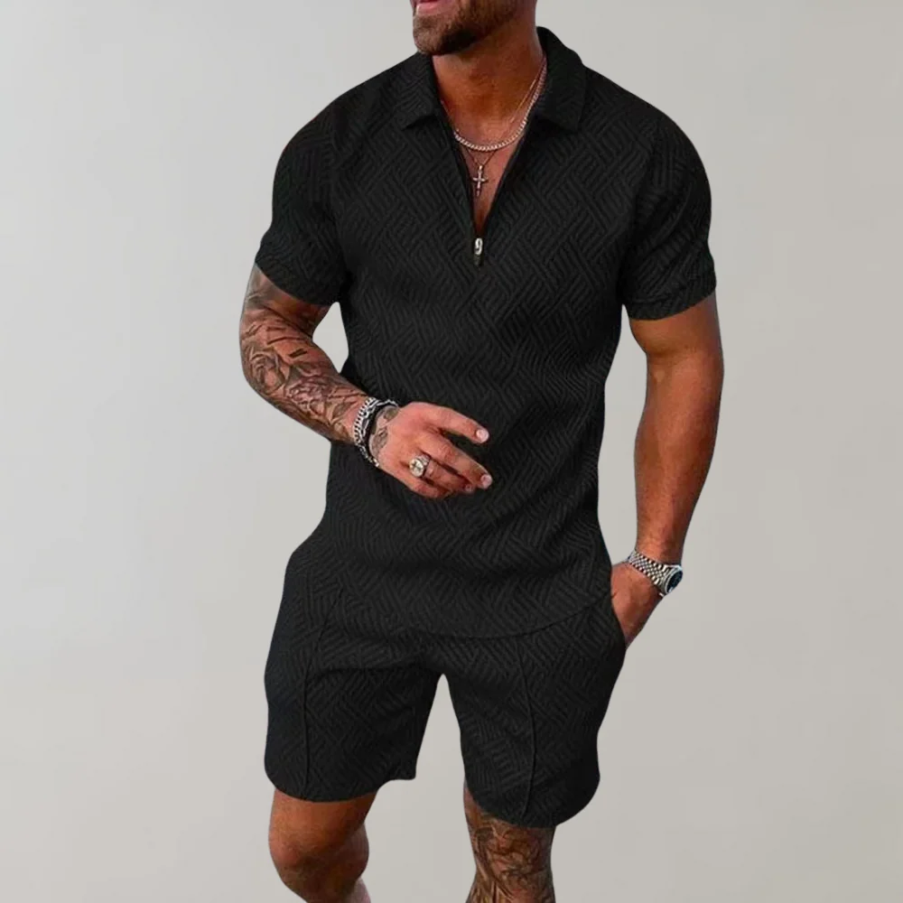 Set Polo con Zip e Pantaloncini Uomo | Coordinato Estivo