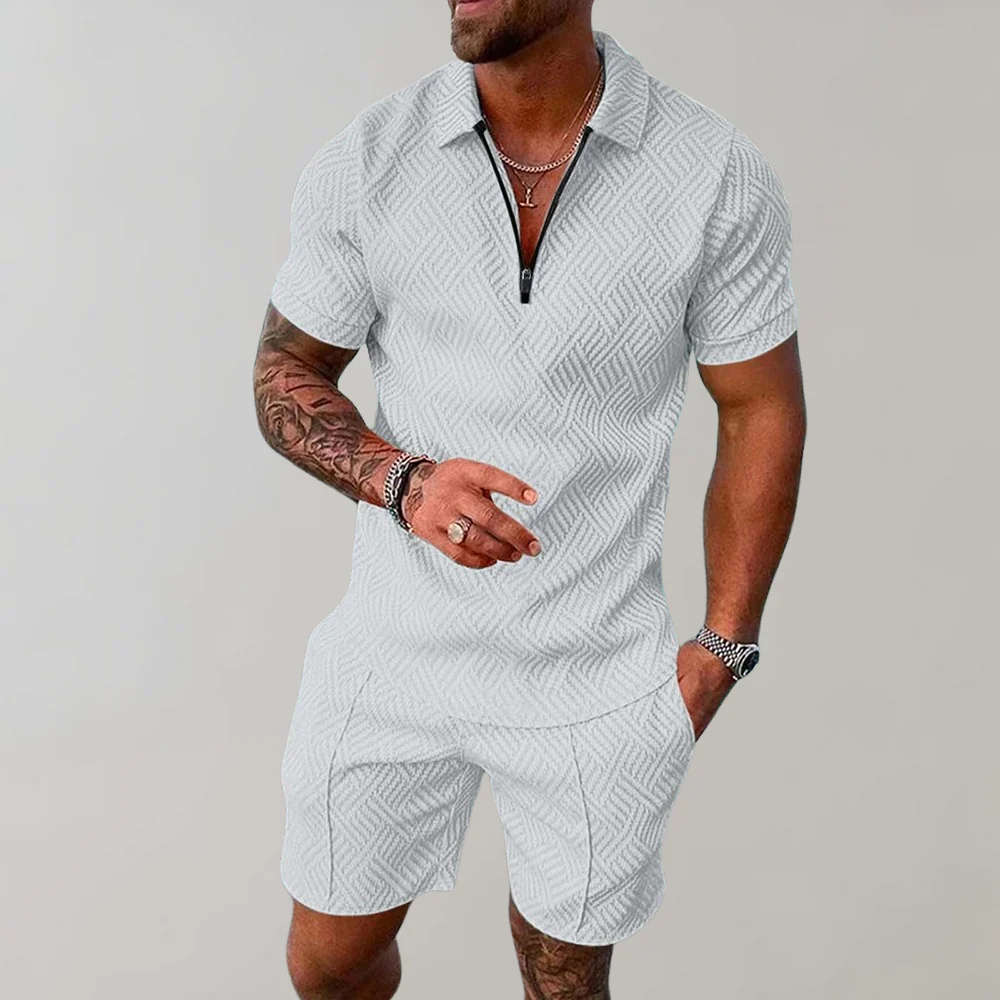 Set Polo con Zip e Pantaloncini Uomo | Coordinato Estivo