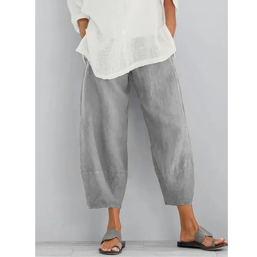Pantaloni da Tempo Libero Donna in Cotone e Lino