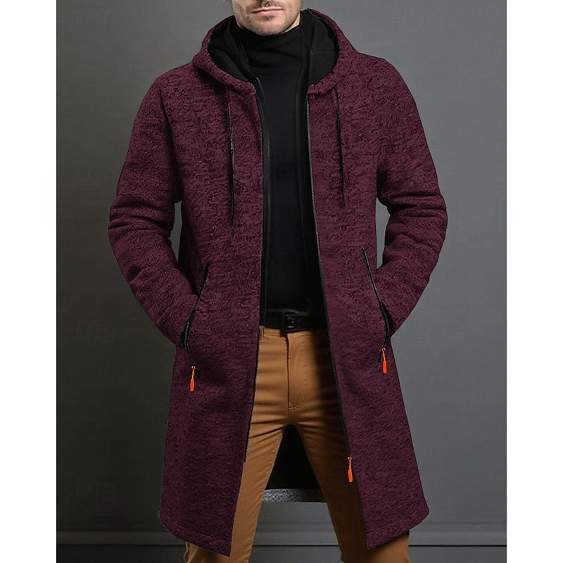 Cappotto Uomo Lungo con Cappuccio – Stile Minimalista Invernale