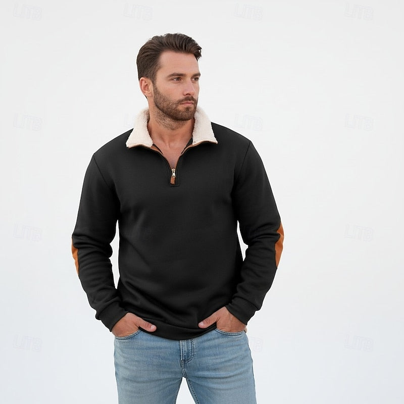 Pullover Uomo Accogliente con Zip Corta – Morbidezza Avvolgente