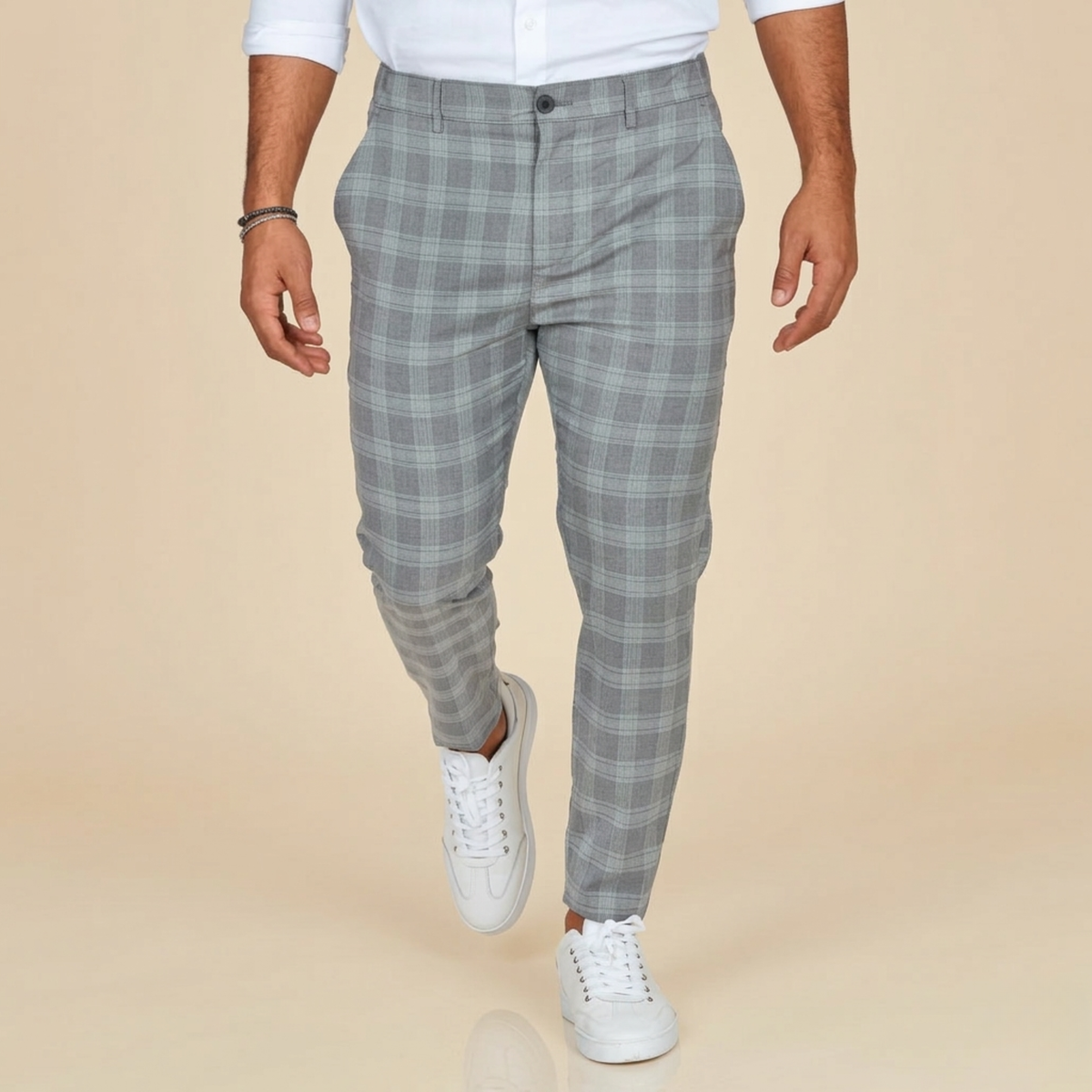 Pantaloni Uomo a Quadri Slim Fit