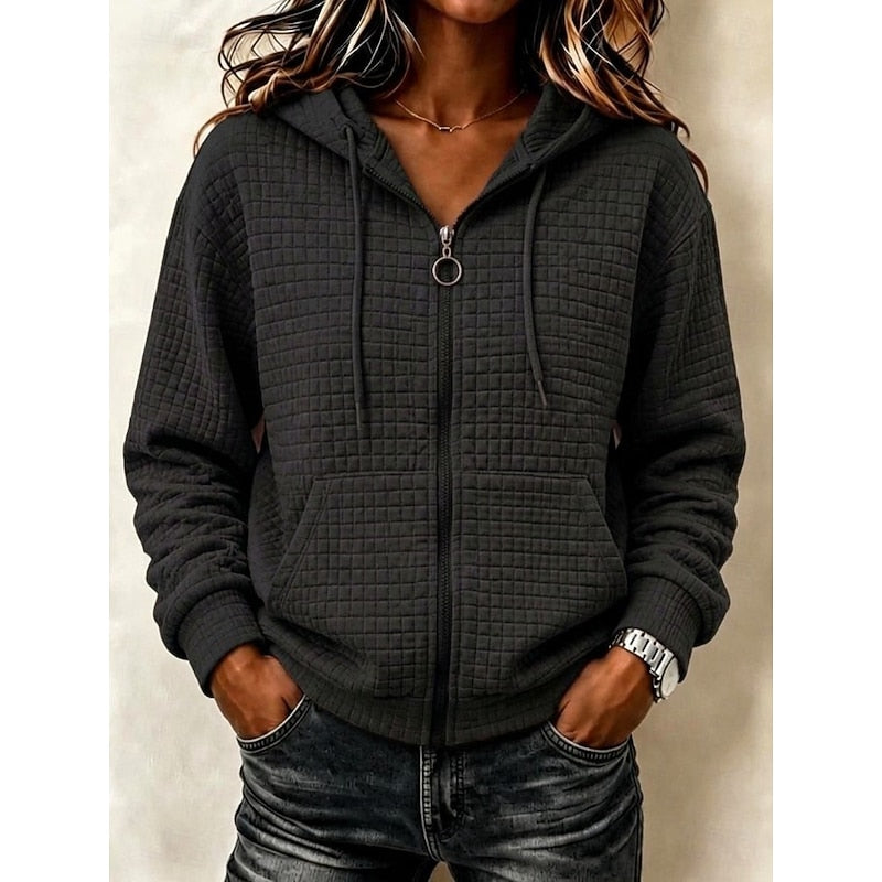 Felpa Donna Zip con Texture – Stile Sportivo Femminile Chic