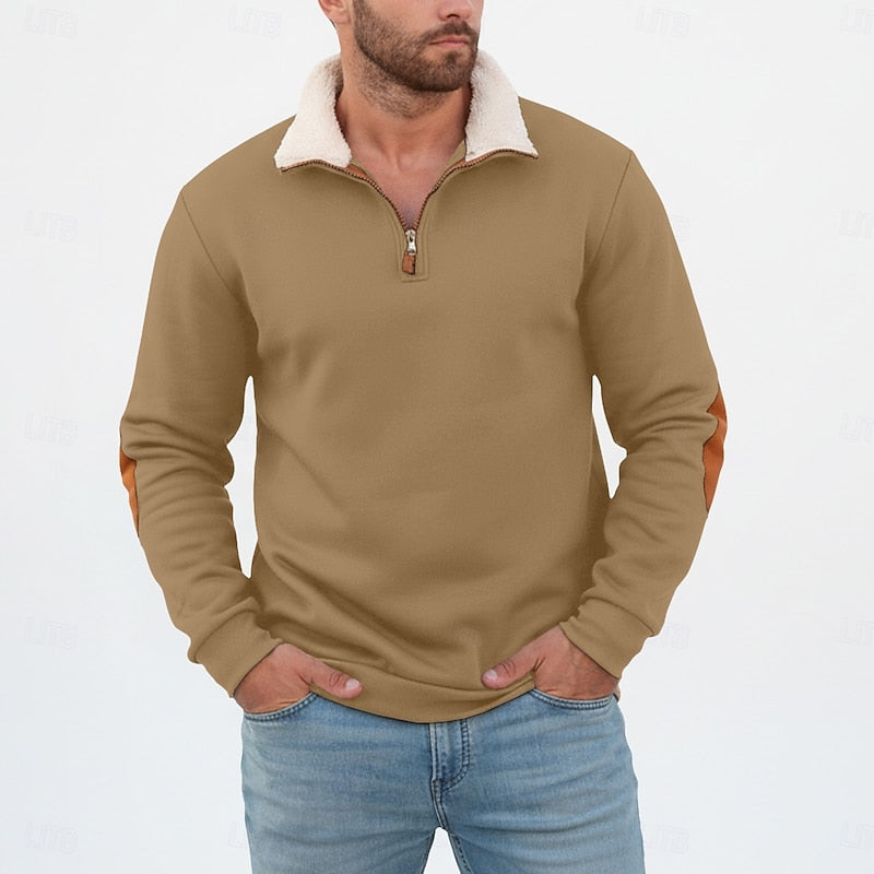 Pullover Uomo Accogliente con Zip Corta – Morbidezza Avvolgente