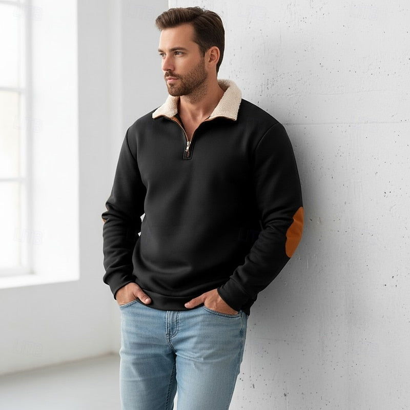 Pullover Uomo Accogliente con Zip Corta – Morbidezza Avvolgente