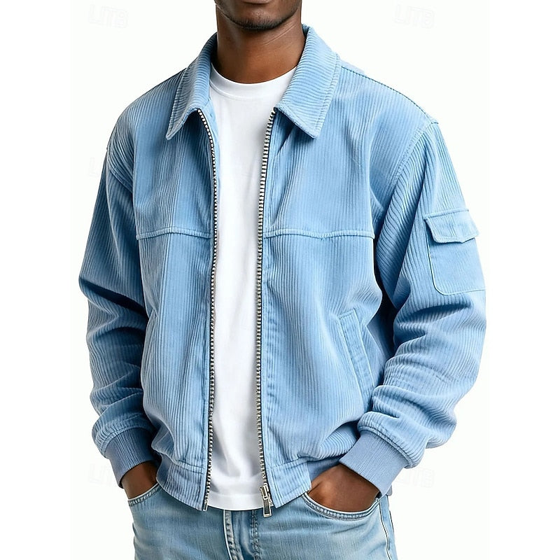 Giacca Uomo a Costine con Zip – Stile Comodo e Moderno