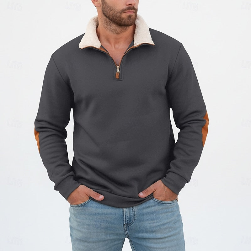 Pullover Uomo Accogliente con Zip Corta – Morbidezza Avvolgente