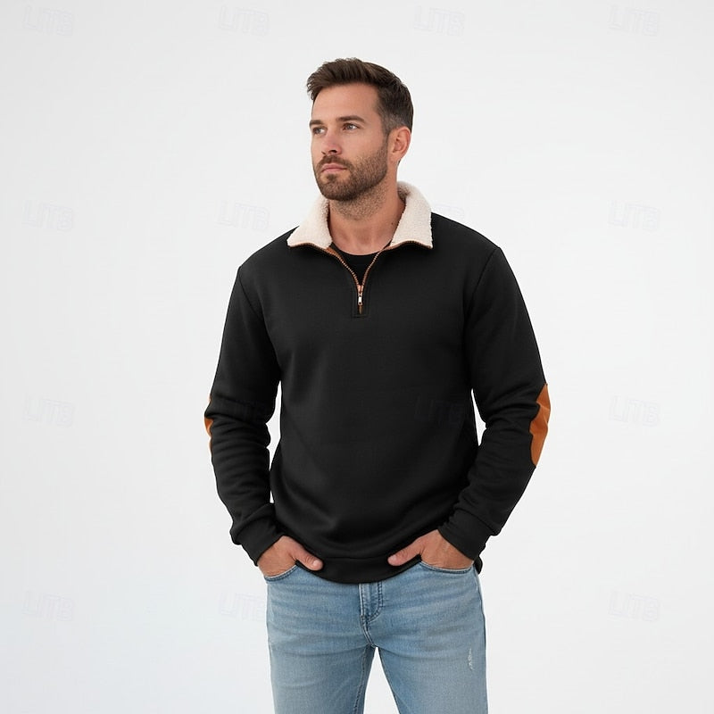 Pullover Uomo Accogliente con Zip Corta – Morbidezza Avvolgente