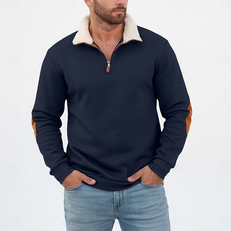 Pullover Uomo Accogliente con Zip Corta – Morbidezza Avvolgente