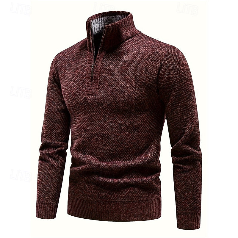 Maglione Uomo Texturizzato con Zip Corta – Calore e Stile