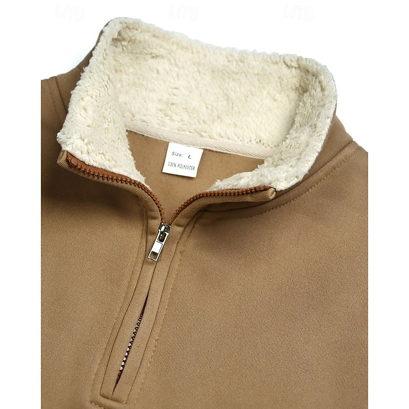 Pullover Uomo Accogliente con Zip Corta – Morbidezza Avvolgente