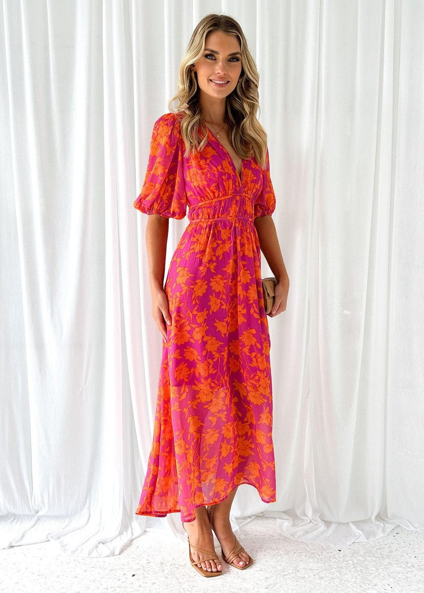 Isabella | Abito Maxi Floreale Scollo V da Cerimonia