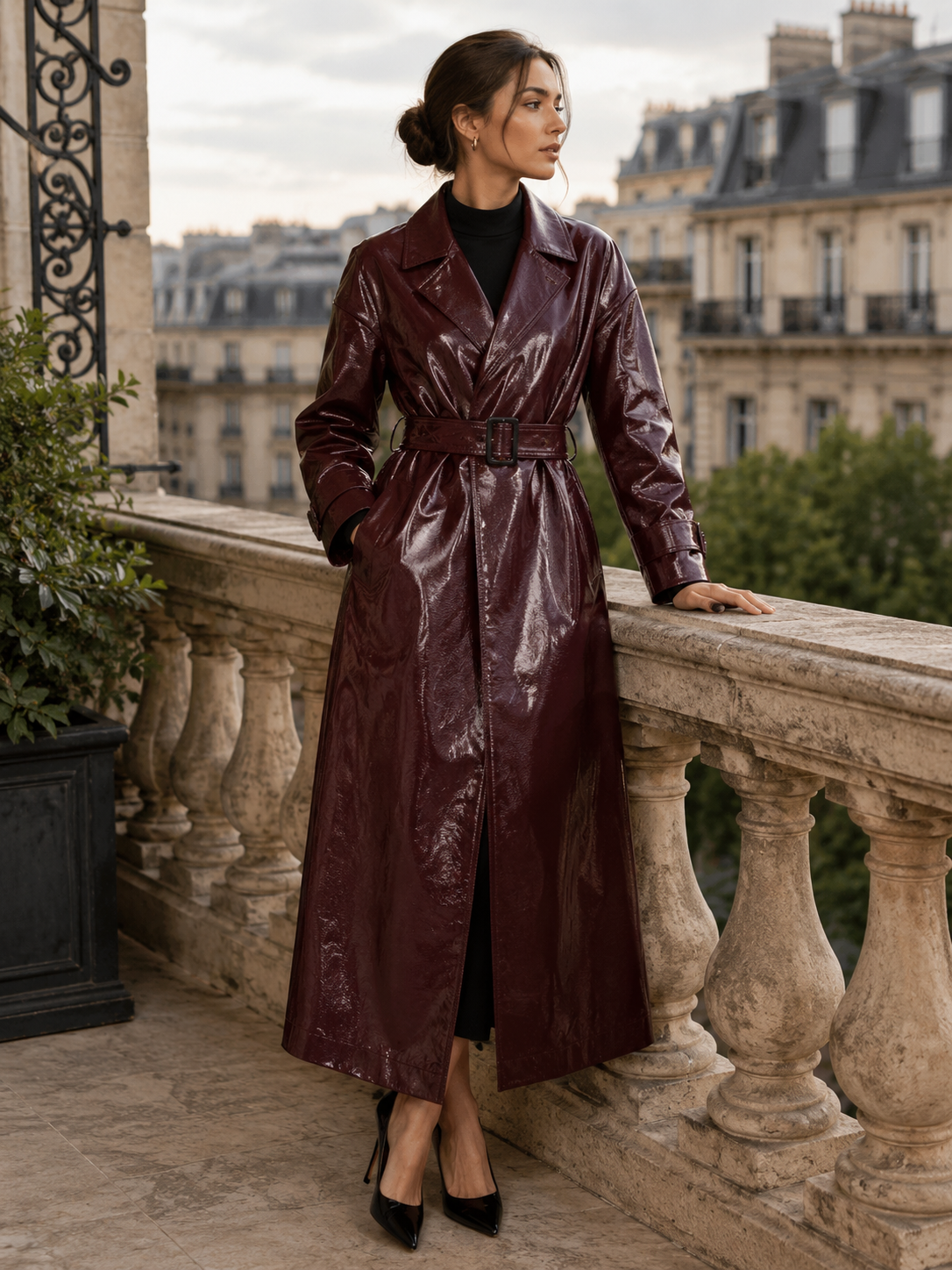 Trench Coat Donna in Ecopelle Slim con Cintura – Sofisticazione Moderna