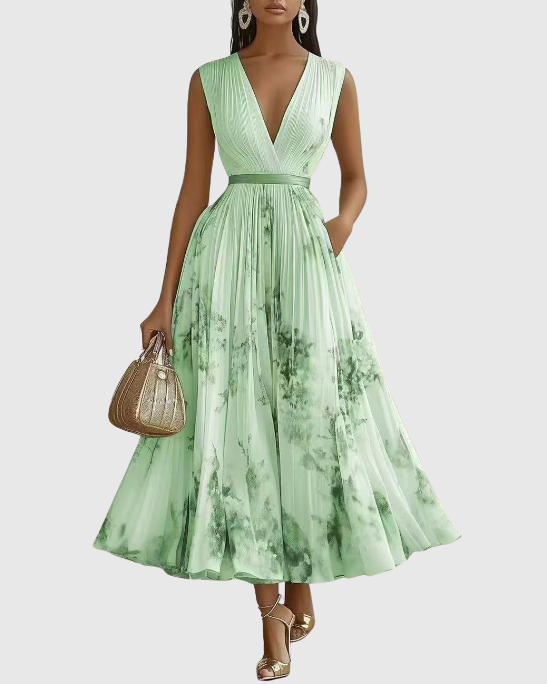 Rowella™ | Abito Maxi con Pieghe Donna Elegante Cerimonia