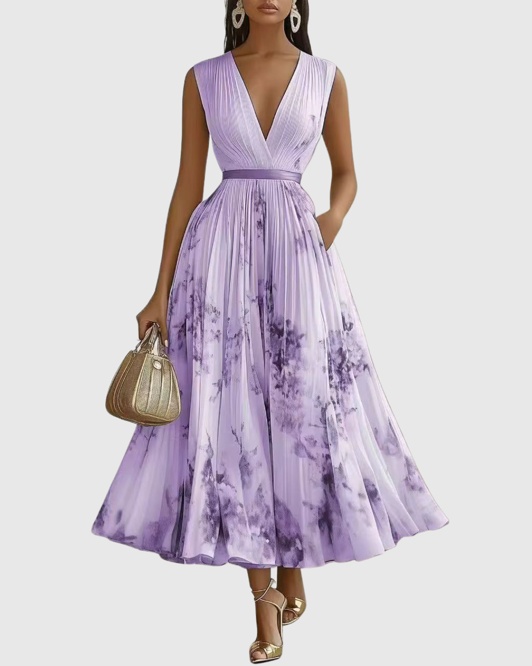 Rowella™ | Abito Maxi con Pieghe Donna Elegante Cerimonia