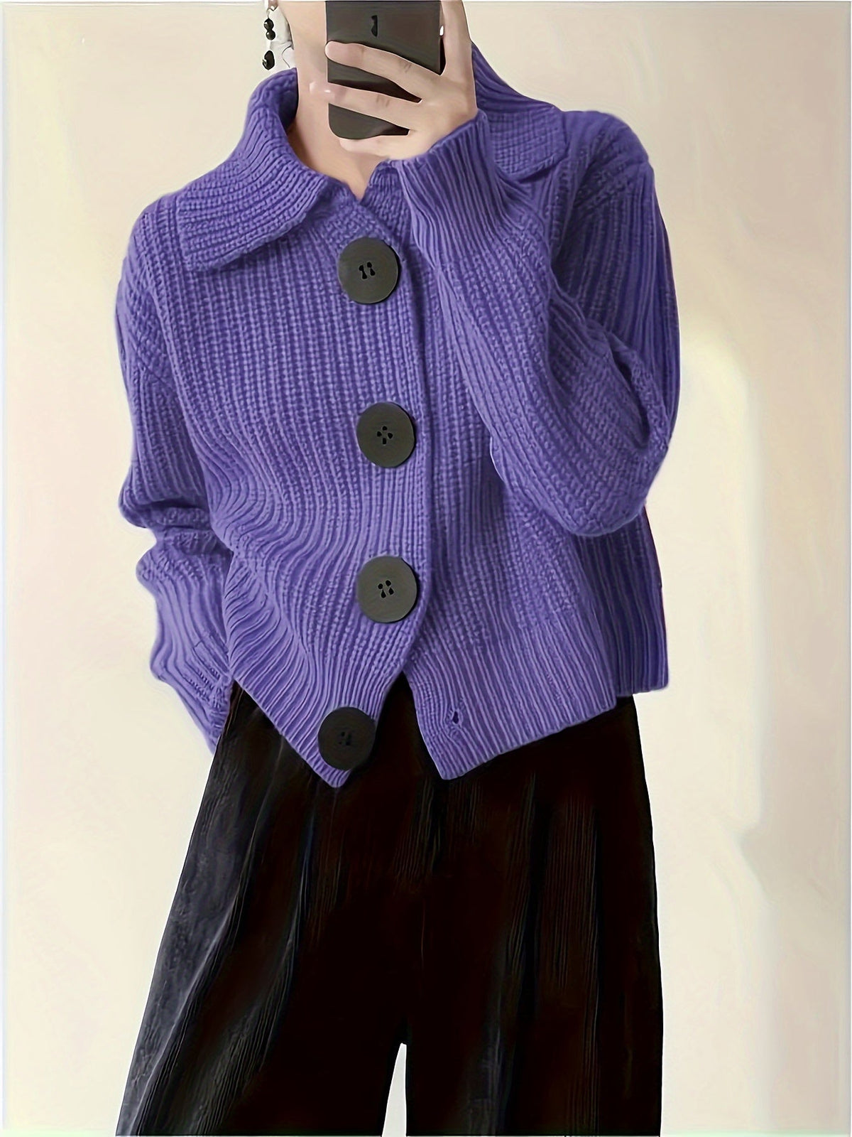 Cardigan Donna con Collo e Maglia a Costine – Calore Elegante