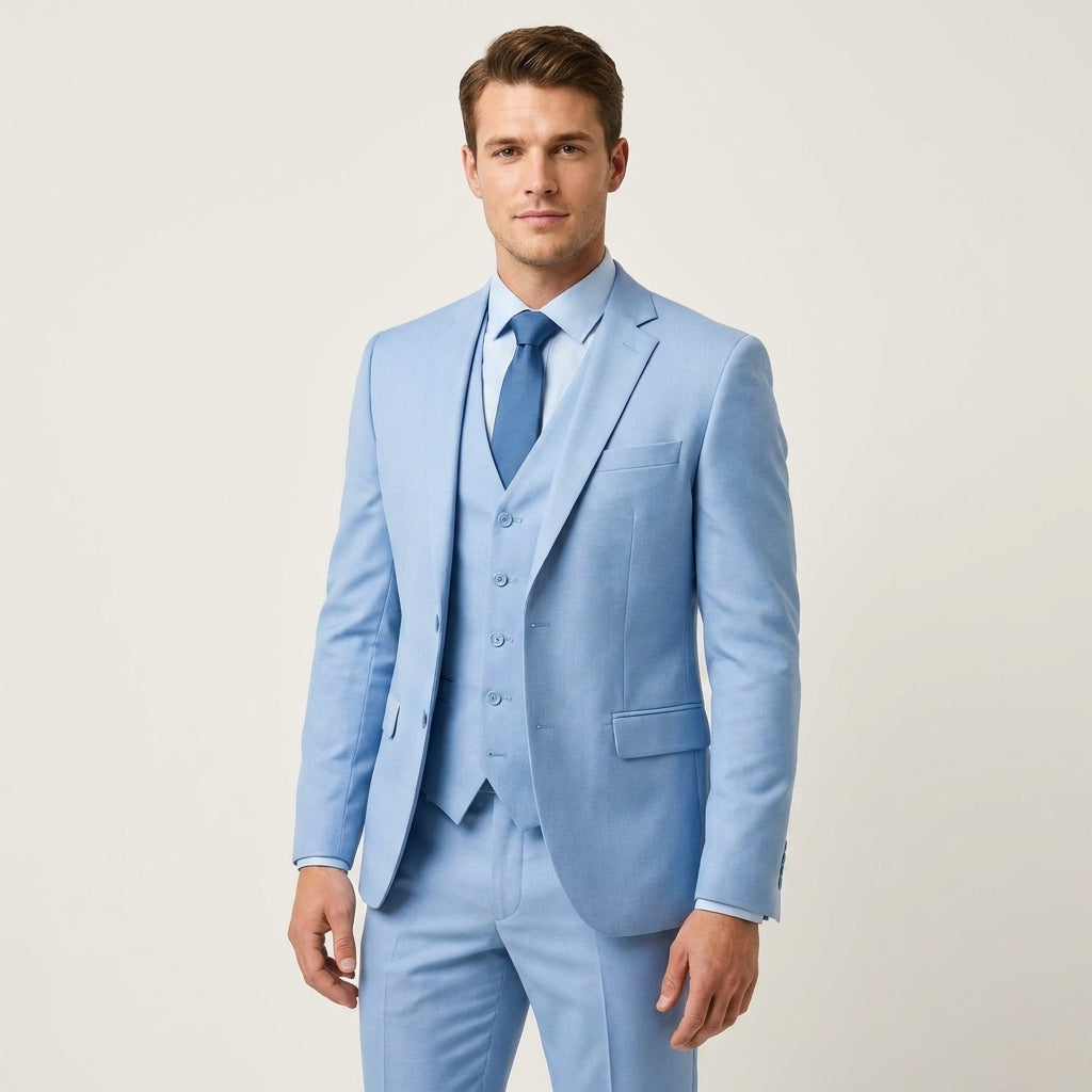 Completo Slim Fit Tre Pezzi Rever Blu Navy Uomo | Elegante