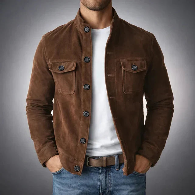 Giacca Uomo in Camoscio con Tasche – Lusso Casual