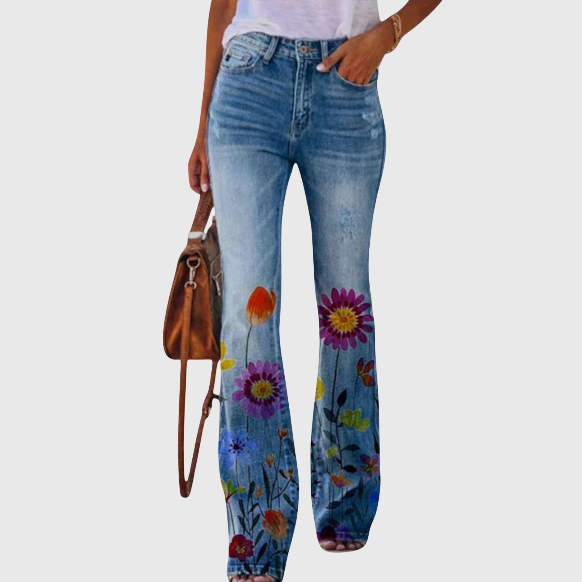 Pantaloni con Fiori Donna | Stampa Floreale Romantica