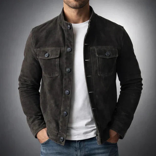 Giacca Uomo in Camoscio con Tasche – Lusso Casual