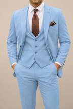 Completo Tre Pezzi con Gilet Azzurro Uomo | Cerimonia Premium