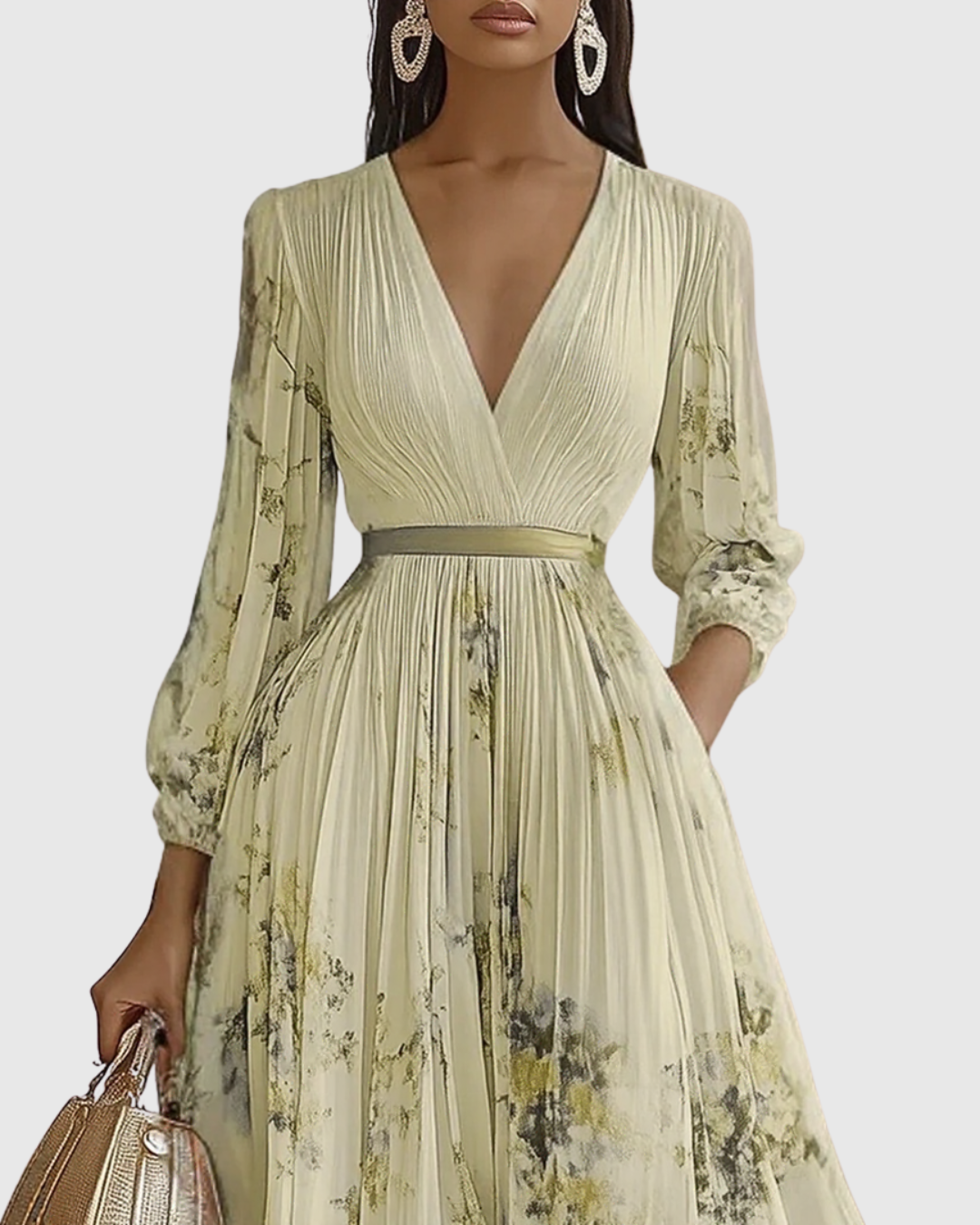 Rowella™ | Abito Maxi con Pieghe Donna Elegante Cerimonia