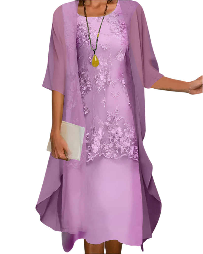 Caroline | Abito Midi con Maniche in Organza da Cerimonia