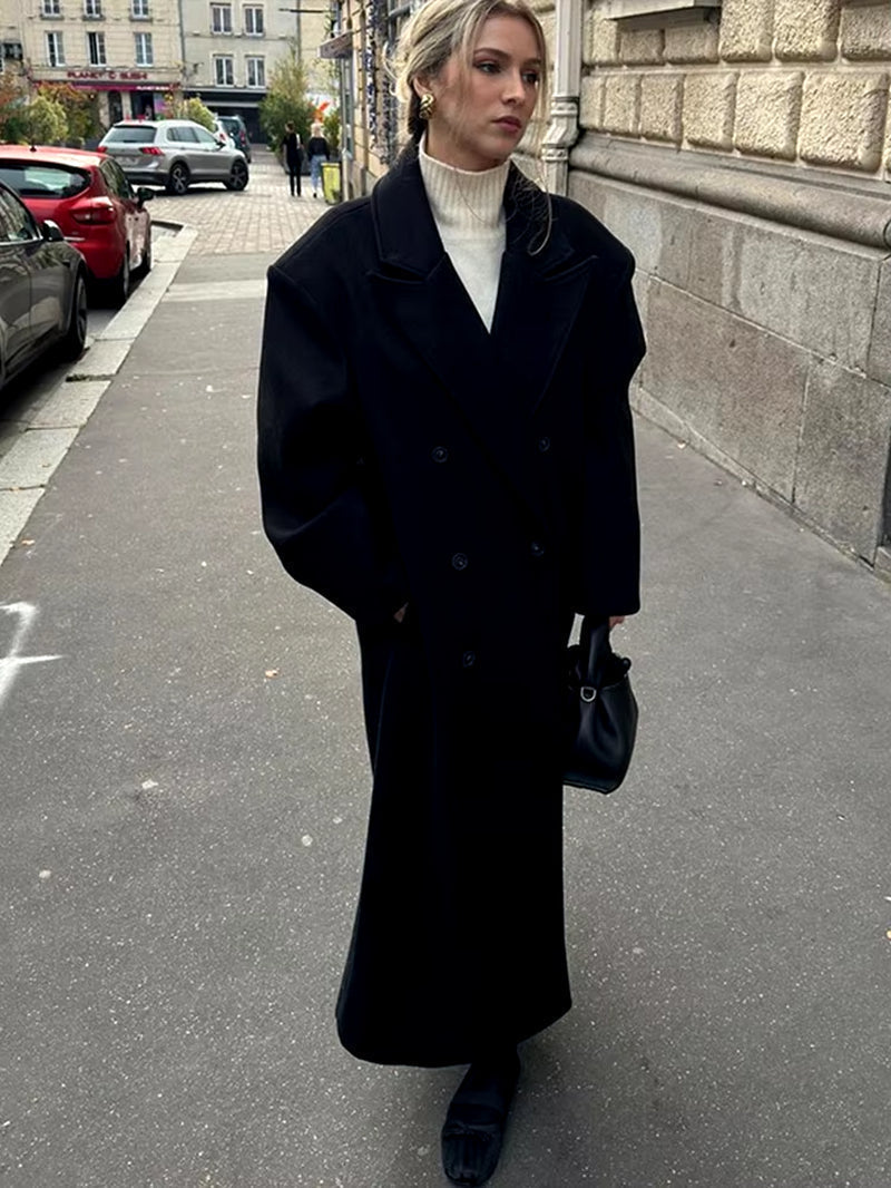 Cappotto Oversize Donna Doppiopetto – Giacca Elegante con Spalle Strutturate