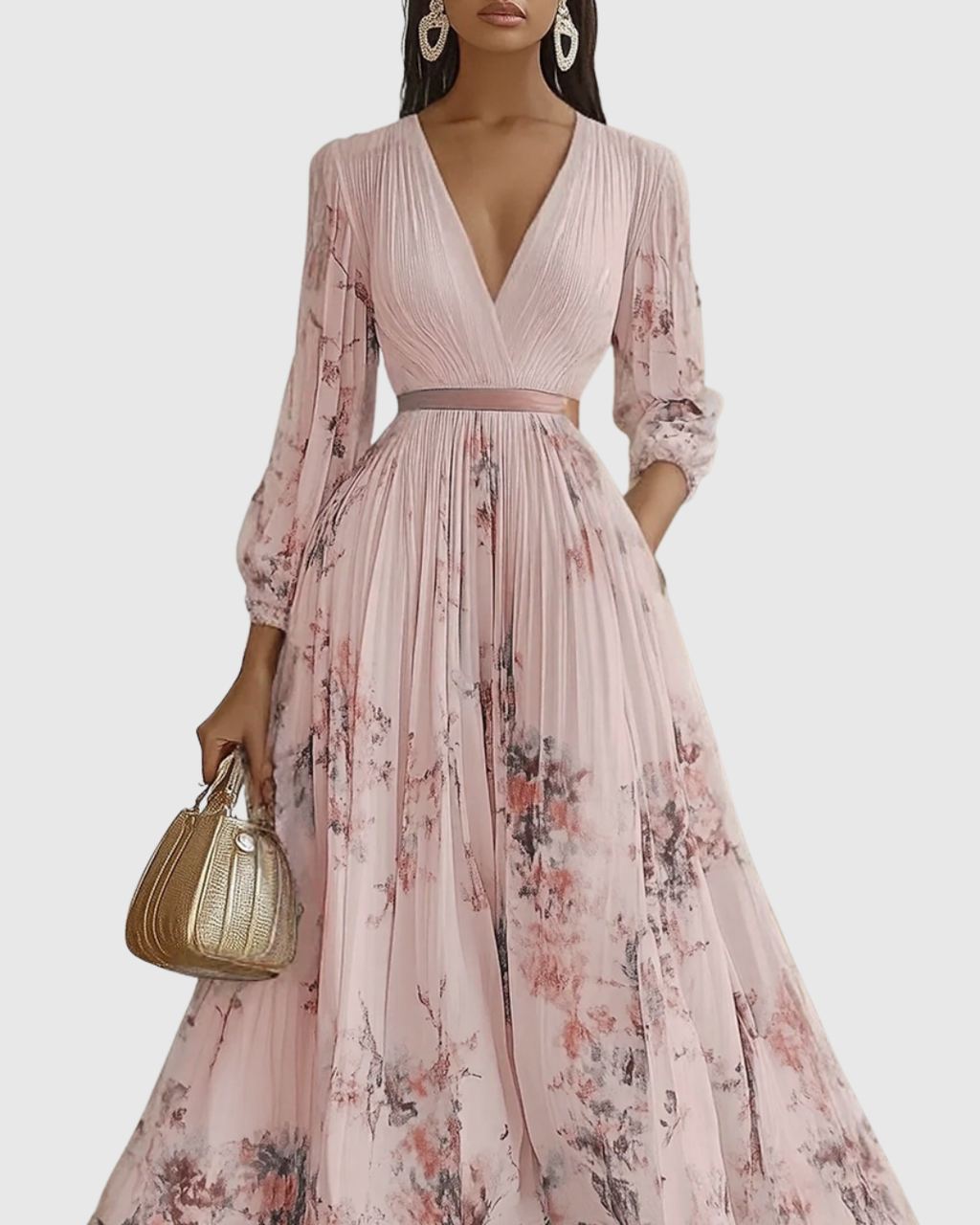 Rowella | Abito Maxi con Pieghe Donna Elegante Cerimonia