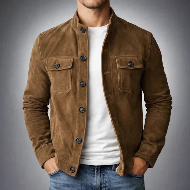 Giacca Uomo in Camoscio con Tasche – Lusso Casual