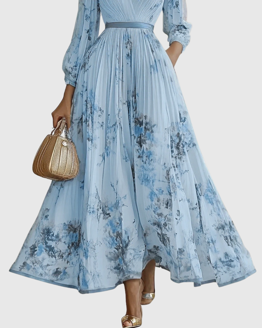 Rowella | Abito Maxi con Pieghe Donna Elegante Cerimonia