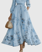 Rowella | Abito Maxi con Pieghe Donna Elegante Cerimonia