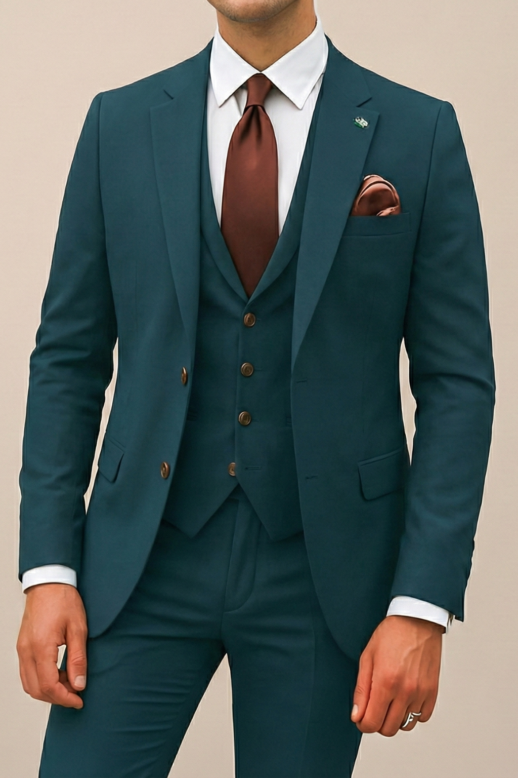 Completo Tre Pezzi con Gilet Azzurro Uomo | Cerimonia Premium