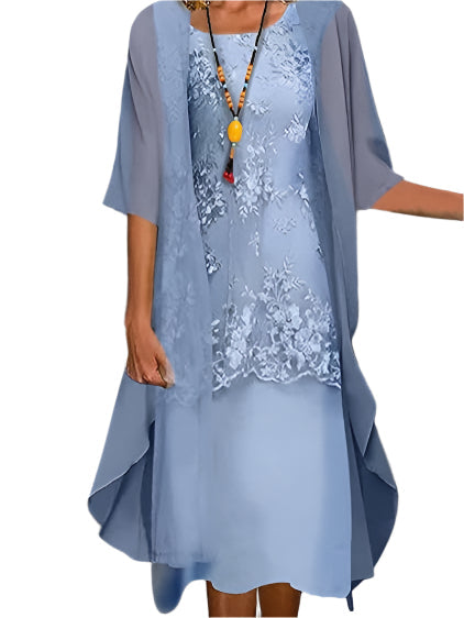Caroline | Abito Midi con Maniche in Organza da Cerimonia