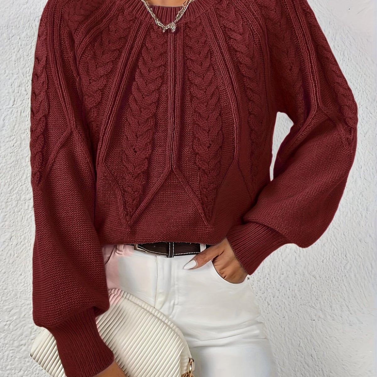 Maglione Donna a Trecce Girocollo – Classico Femminile Senza Tempo