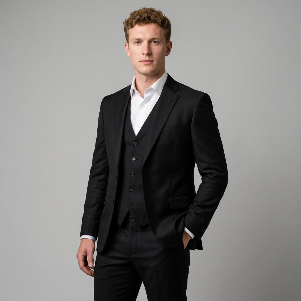 Completo Slim Fit Tre Pezzi Rever Blu Navy Uomo | Elegante