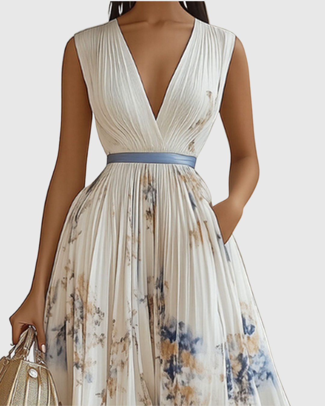 Rowella™ | Abito Maxi con Pieghe Donna Elegante Cerimonia