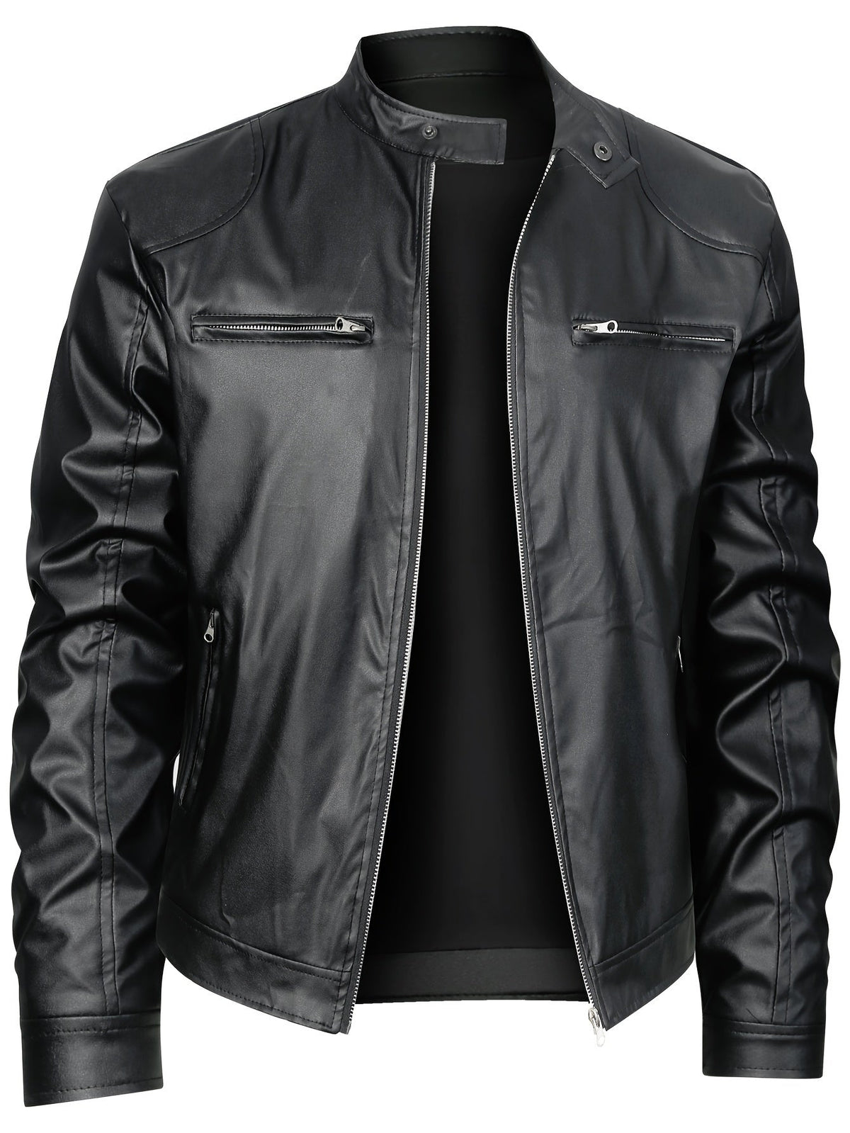 Giacca Uomo con Collo Rialzato Stile Moto – Look Deciso