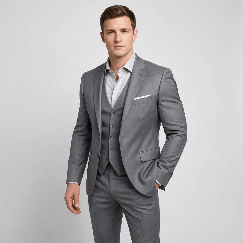 Completo Slim Fit Tre Pezzi Rever Blu Navy Uomo | Elegante