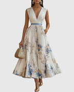 Rowella | Abito Maxi con Pieghe Donna Elegante Cerimonia
