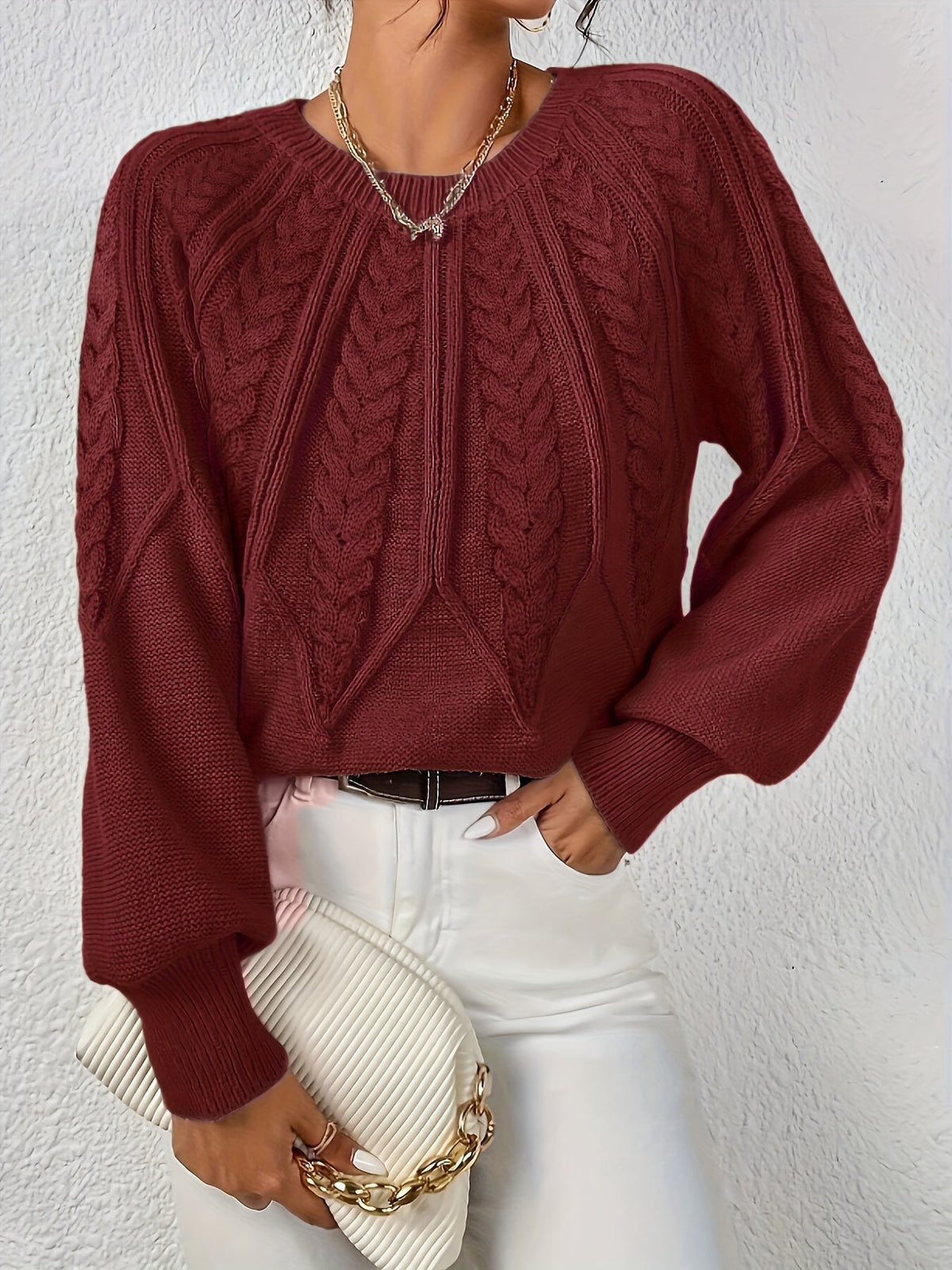 Maglione Donna a Trecce Girocollo – Classico Femminile Senza Tempo