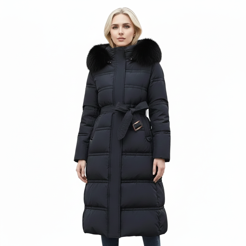 Cappotto Invernale Donna con Collo in Pelliccia – Aderente, Caldo ed Elegante