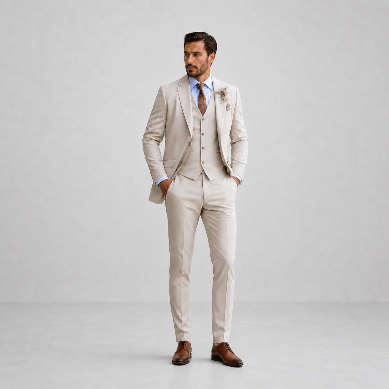 Abito in Lino Tre Pezzi con Gilet Uomo | Eleganza Estiva