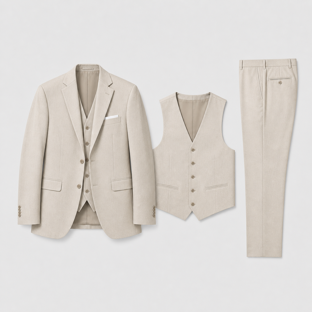 Abito in Lino Tre Pezzi con Gilet Uomo | Eleganza Estiva