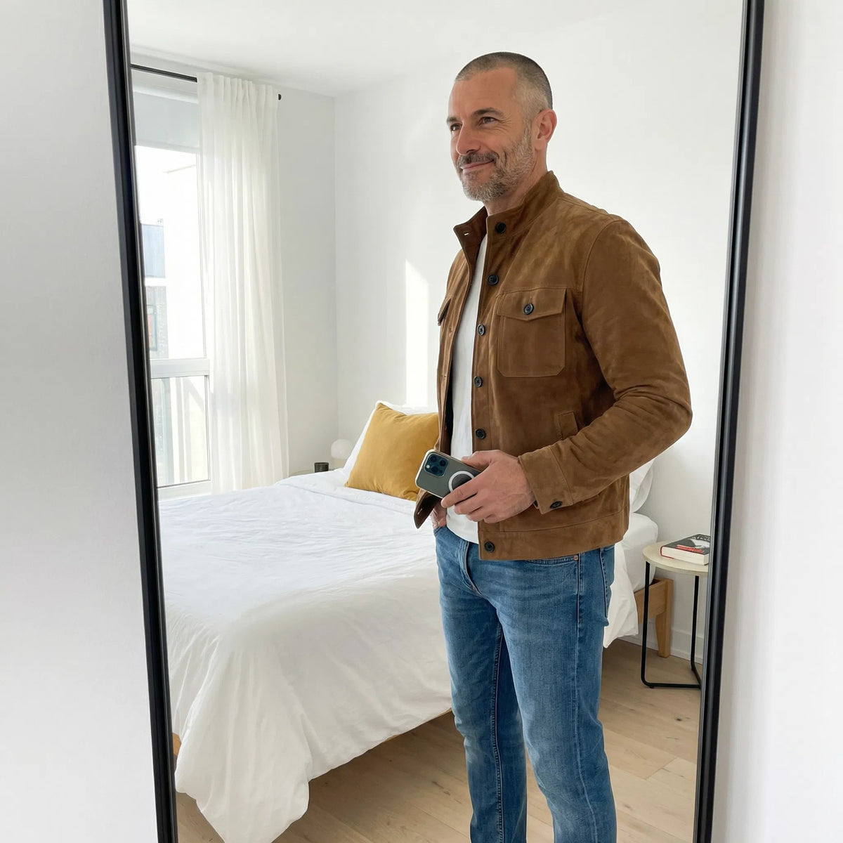 Giacca Uomo in Camoscio con Tasche – Lusso Casual