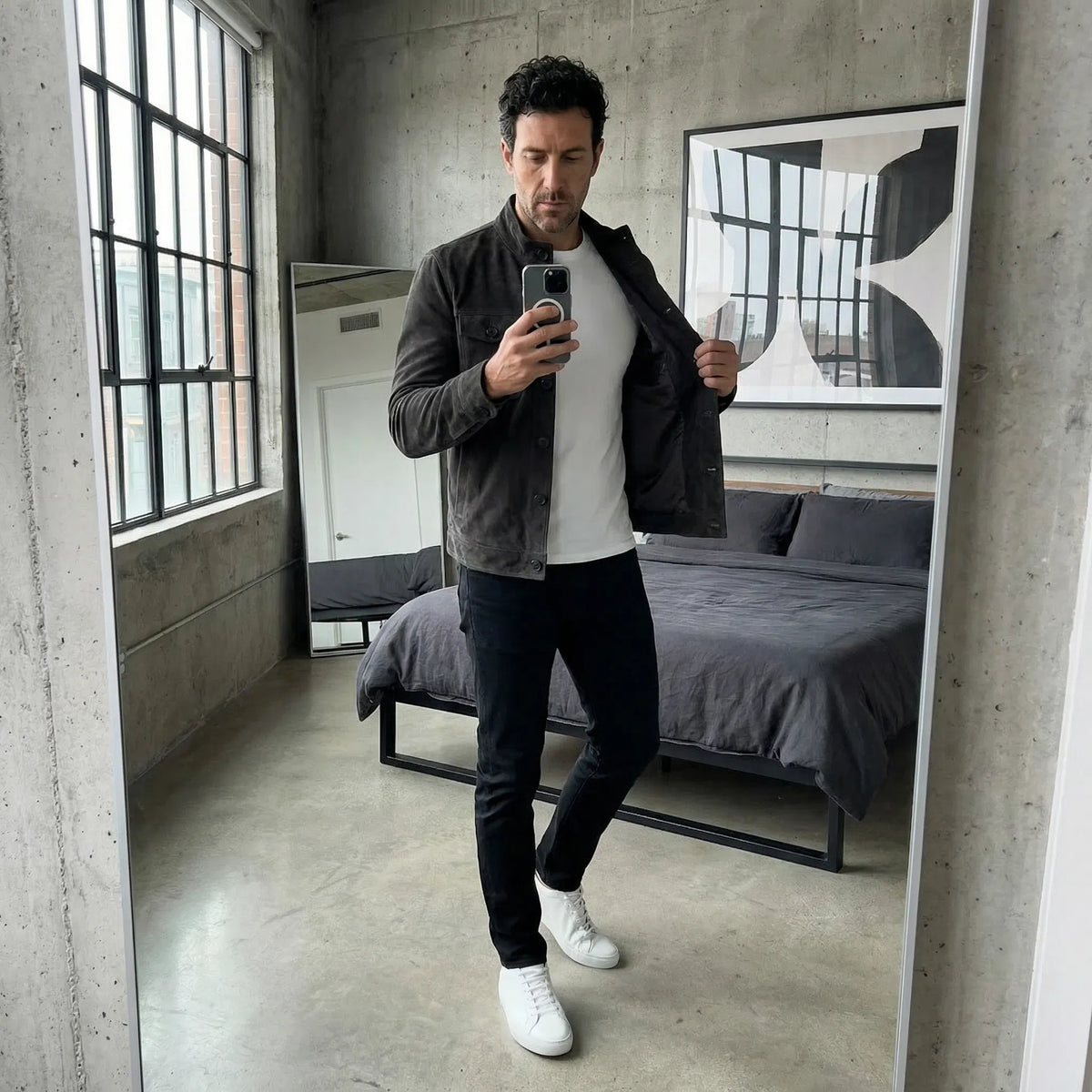 Giacca Uomo in Camoscio con Tasche – Lusso Casual